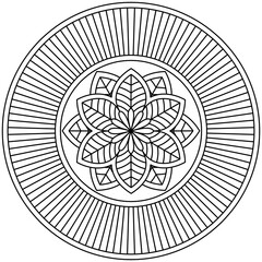 Fototapeta premium Simple Mandala Shape for Coloring. Vector Mandala. Floral. Flower. Oriental. Coloring Book Page. Outline. 