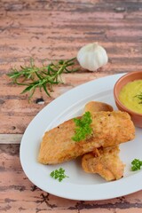 Fried salmon with rosemary potato puree