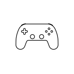 Joystick line icon in black. Linear illustration gamepad. Game controller in flat style. Thin outline sign isolated on white background. Symbol for web, mobile, app, ui, ux. Vector EPS 10