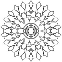 Simple Mandala Shape for Coloring. Vector Mandala. Floral. Flower. Oriental. Coloring Book Page. Outline.
