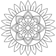 Simple Mandala Shape for Coloring. Vector Mandala. Floral. Flower. Oriental. Coloring Book Page. Outline.
