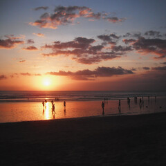 a Stunning Sunets view at beach from Kuta Beach Bali Indonesia