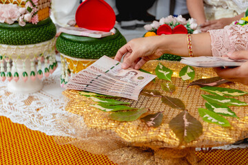 Thailand traditional wedding ceremony tray of wedding gifts