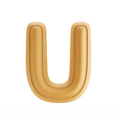 Leather yellow texture letter U