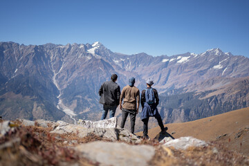 Hiking in the mountains in Manali Himachal Pradesh India