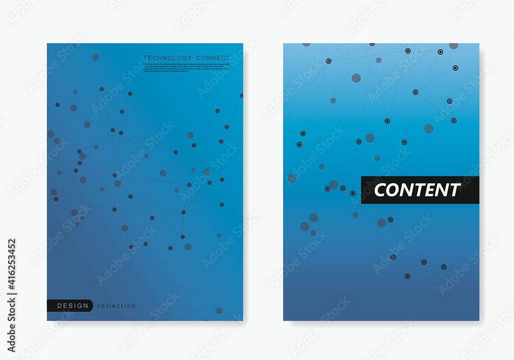 Poster network connection structure. communication icon symbol. vector cover design template