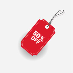 Tag 50 Off Red discount label Vector