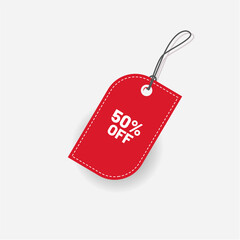 Tag Discount Red 50 Off Label Vector