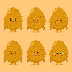 Cute Potato with Various Expression