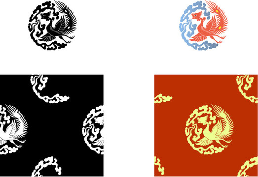 平安有職文様_鳳凰丸（ほうおうのまる）02_タイル