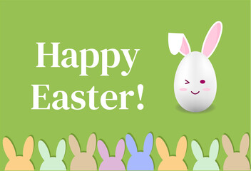 Easter greeting banner with rabbits, vector illustration