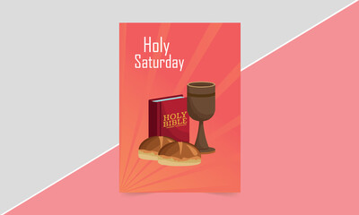Holy week Card greeting and cover design. Holy Saturday template design. poster, flyer, invitation card.