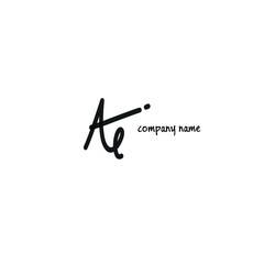 Ae initial isolated black initial handwriting or AE handwritten logo for identity
