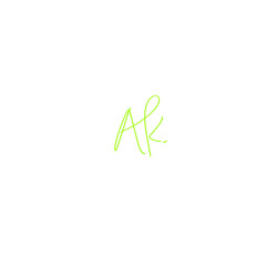 Ak initial isolated white initial handwriting or AE handwritten logo for identity