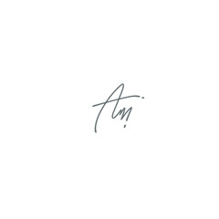 Am initial isolated white initial handwriting or AE handwritten logo for identity