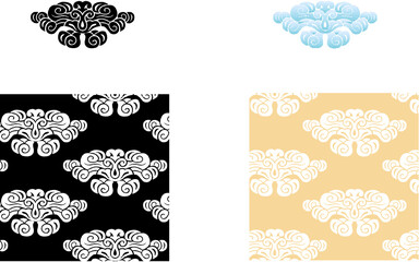 平安有職文様_唐草菱（からくさひし）_タイル