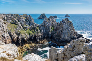 The atlantic ocean at the Pointe de Pen-Hir, a cape on Crozon peninsula in Finistère, Brittany, France