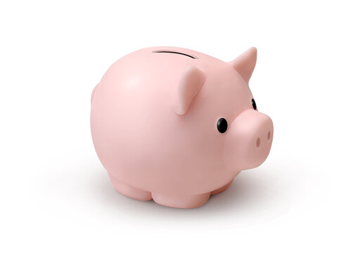 Cute piggy bank isolated on white background