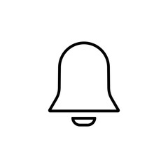 Bell linear icon in black, outline illustration. Notofication symbol. Isolated on white background. Trendy flat style for app, graphic design, web site, ui, ux. Vector EPS 10