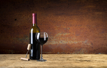 White wine with barrel on vineyard in Chianti, Tuscany, Italy