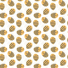 Cute bees seamless pattern on a white background. Hand drawn vector illustration. Childish Scandinavian style flat design. Concept for kids textile, fashion print, wallpaper, packaging