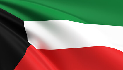 Kuwait flag 3D illustration