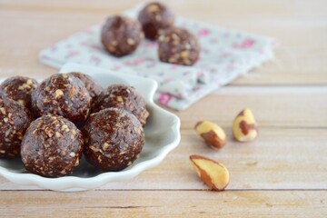 Healthy organic brazil nut coconut chocolate energy balls 