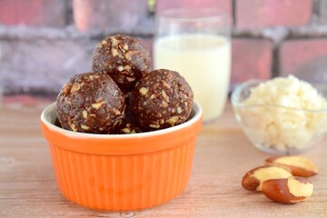 Healthy organic brazil nut coconut chocolate energy balls