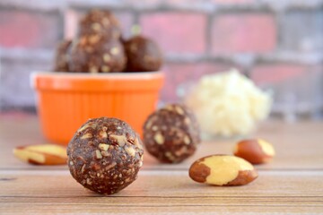 Healthy organic brazil nut coconut chocolate energy balls