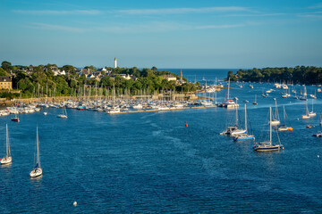 View of the Odet river and Bénodet in Finistère, Brittany, France
