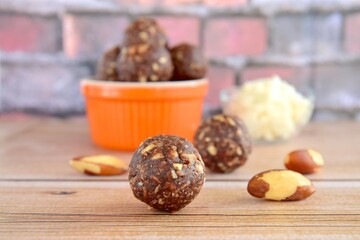 Healthy organic brazil nut coconut chocolate energy balls