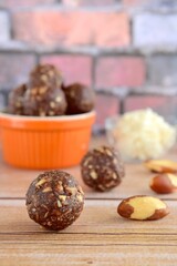 Healthy organic brazil nut coconut chocolate energy balls