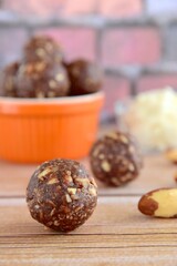 Healthy organic brazil nut coconut chocolate energy balls