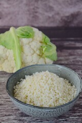 cauliflower rice in a bowl 