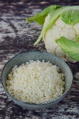 cauliflower rice in a bowl 