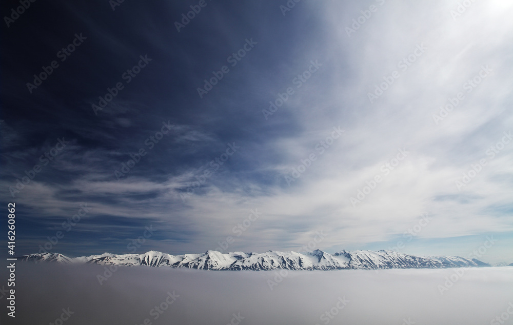 Poster Winter mountain sky snow