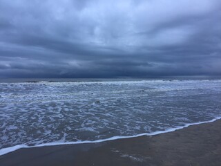 Dark cloudy sky at the seascape