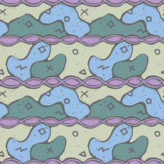 Abstract painting vector seamless pattern, primitive textile design. Colored minimal ornament. Grunge wallpaper.