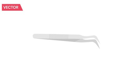Metal tweezers. Vector isolated illustration of realistic metal tweezers