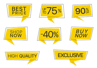 Yellow trendy paper label set