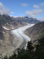the view of the Salmon Glacier from the road, Alaska, USA, September