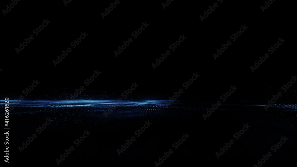 Poster abstract glowing mesh wave field fx with fractal particles loop/ 4k animation of an abstract fractal