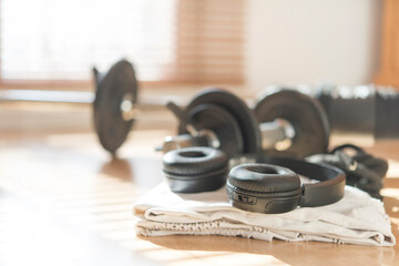 weights fitness for home with sunset