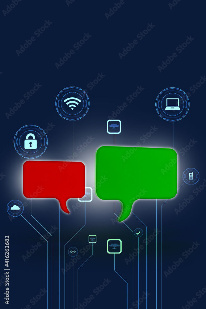 Poster 3d rendering two chat box isolated