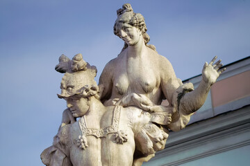 Statues in famous baroque park Mirabell Garden (Mirabellgarten - public place), Salzburg, Austria