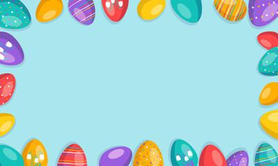 Fototapeta na wymiar Happy Easter frame with eggs 