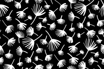 Tropical leaves seamless background pattern. Vector illustration,Palm leaves hand drawn.