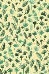 Tropical leaves seamless background pattern. Vector illustration. Palm leaves hand drawn.
