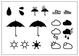 天気マークセット（モノクロ）