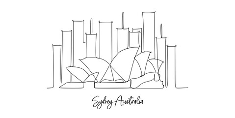 Sydney Australia Skyline - continuous one line drawing